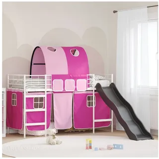vidaXL Etagenbett 90 x 190 cm Metall weiß rosa