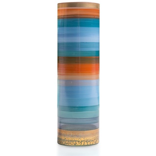 Angela neue Wiener Werkstaette Glasvase veredelt zylindrisch, Glas, blau/orange, 10 x 10 x 25 cm