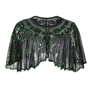 Dekorative Schal 1920s Stola Schal Damen Pailletten Umschlagtücher, (1-St), Gatsby-Party-Kostüm der 20er Jahre für Frauen grün