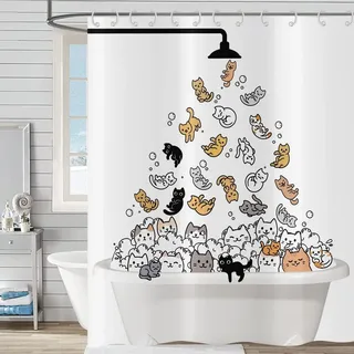 Kinder-Duschvorhang 180 x 220 cm Süße Katzen