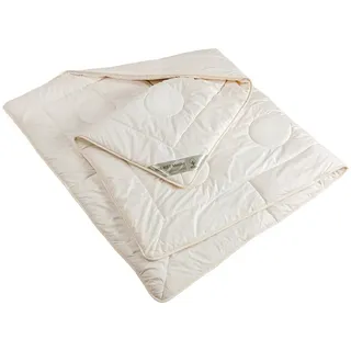 franknatur Naturhaarbettdecke Duo-Ganzjahresdecke Nadia, Füllung: 100% Schurwolle, Bezug: 100% Baumwolle kbA, Ganzjahresdecke-Bettdecke mit Bio-Schurwolle beige 140 cm x 200 cm