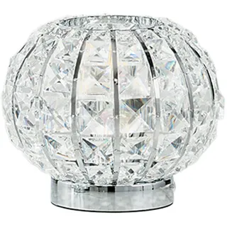 Luce Ambiente Design LED Nachttischlampe Chrom & K9 Glas-Kristalle, Kugel 20cm, Dimmfunktion, LED wechselbar, Warmweiß, ausgefallene Designer Tischlampe mit E27 Leuchtmittel dimmbar silberfarben|weiß