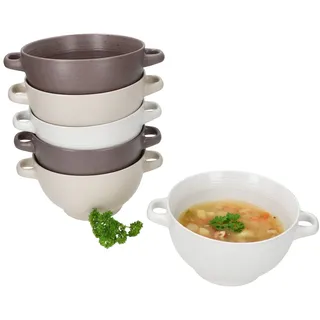 Mambocat Sandy Suppenteller 450 ml Beige/Braun/Weiß 6er Set