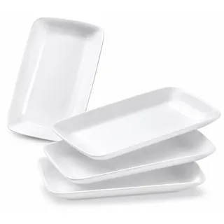 Keramikteller 24 cm, 4er Set, weiß, für Sushi