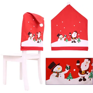 2er-set Weihnachtsmann-schneemann-hocker, Stuhlhussen Aus Vliesstoff, Cartoon-dekoration Für Wohnzimmer, Schlafzimmer Und Partys