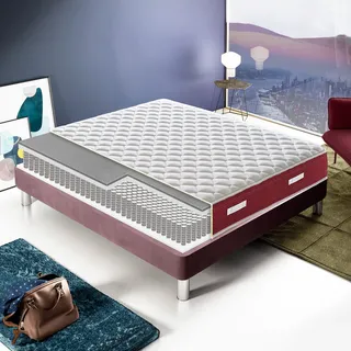 Ilovesleep - Taschenfedermatratze - 800 Federn - Mit Memory Foam - 20 Cm Hoch - Orthopädie - Steifigkeitsgrad H2 120x200