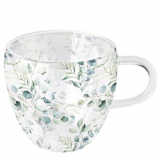 Ambiente Luxury Paper Products Tasse Eukalyptus Glas Tasse doppelwandig Teetasse 0,2 l grün