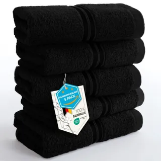 hammetex Handtuchset 30 x 50 cm schwarz 5 St.