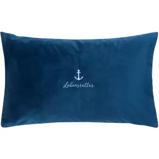 Dekokissen PAD "OCEAN", marine, bestickt, B:30cm H:2cm L:40cm, Polyester, Dekokissen_Sitzkissen_Kissenhüllen, schicke stickerei