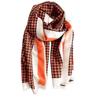 LumiSyne Damen Winter Kaschmir Schal Mode Tücher Klassische Hahnentritt Pashmina Schals Mit Quasten/Fransen Warme Weiche Langer Verdickter Stolen Schultertuch - Einheitsgröße