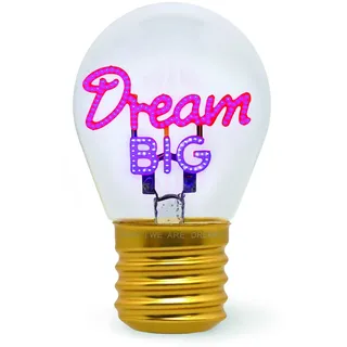 LEGAMI - Glühbirnenförmige Tischlampe, wiederaufladbar mit USB Kabel, kabellos, Glühbirnen Fiktion, Dream Big Thema, 6,8 x 10,3 cm