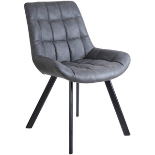 Livetastic Stuhl, Grau, Schwarz, Metall, Textil, Flachrohr, 56x60x84 cm, Esszimmer, Stühle, Esszimmerstühle, Vierfußstühle