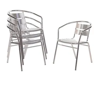 Gastronoble Bolero Bistrostühle mit gerundeter Armlehne - Aluminium - 8 Stühle
