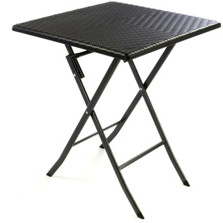 VCM Tisch in Rattan-Optik Balkontisch Gartentisch 75 x 61 x 61 cm klappbar schwarz