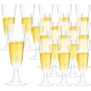 Lanovuto 50 Stück Sektgläser Plastik, 160 ml Sektgläser Kunststoff Mehrweg | Champagner Gläser Transparent, für Hochzeit, Party, Geburtstag