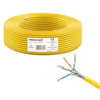 PremiumX 30m CAT 7A Netzwerkkabel Simplex LAN-Kabel Verlegekabel Ethernet Kupfer Datenkabel AWG 23 S/FTP PiMF PoE Eca Cat7A 1200 MHz