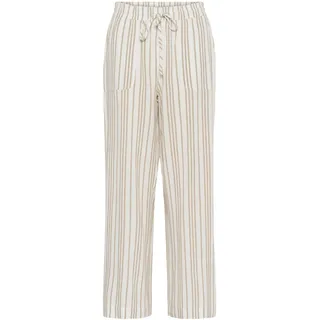 Marlene-Hose KAFFE "Hose KAmilia", Damen, Gr. 38, N-Gr, weiß (chalk, chinchilla stripe), Obermaterial: 70% Viskose CV. 30% Leinen LI., Hosen
