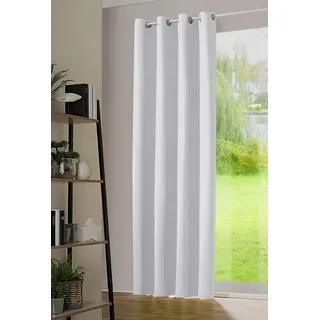 heimtexland ® Thermo- Verdunkelungsgardine Ösenschal Vorhang Verdunkelnd Isolierend Blickdicht Verdunklungsvorhang HxB 245x135 Grau Weiß Typ139