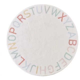 ZYFAB Runder ABC-Teppich aus weichem Plüsch, rutschfeste Alphabet-Bodenmatte für Kinderzimmer-Lernspielteppich für Klassenzimmer,A,Diameter:160cm