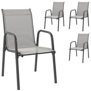 Outsunny Gartenstuhl Gartensessel 51 x 69 x 87 cm Hellgrau 4 St.