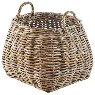 Kobolo Dekokorb Aufbewahrungskorb Korb mit Henkeln aus Rattan Kubu Grey