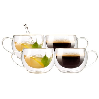4er-Set doppelwandige Kaffee- & Tee-Gläser
