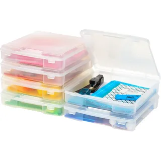 Iris Ohyama, Tragbare Aufbewahrungsbox mit Deckel flach, Schreibtisch Organizer, Transparent, 10L, 6er-Set, Dokumenten Aufbewahrung, Dokumenten Organizer, Für Dokumentenbox, BPA Frei, SBC-350