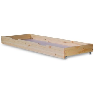 Homestyle4u Bettschubkasten »Bettkasten Holz Aufbewahrung mit Rollen Bett« beige