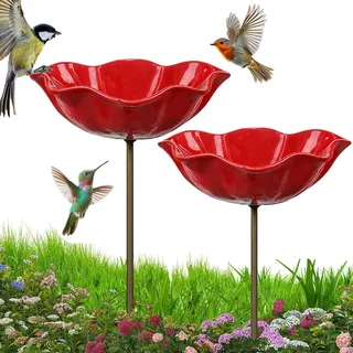2 Stucks Gartenstecker Bienentränke Metall, Bienentränke Blumenform, Vogeltränke Stehend, Bienentränke Fütterungsschale, Für Schmetterlinge Unzertrennliche Wellensittiche