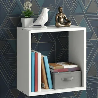 MEBLE WRÓBEL Wandregal 45 x 45 x 23 cm, weiß, modular, stehend oder hängend | 1 Modul, MDF, würfelregal, bücherregal, montagezubehör enthalten