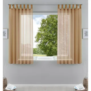 Gardinenbox SCHLAUFENGARDINEN Voile 2er Set 175x140 cm Sand