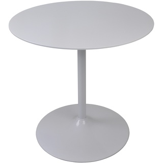 SalesFever Bistro-Esstisch rund Ø 80 cm | Tischplatte MDF | Gestell Metall | B 80 x T 80 x H 75 cm | Hochglanz weiß