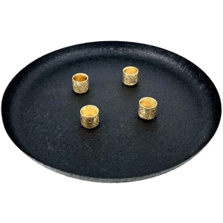 Adventskranz Metallteller Magnetisch für Stabkerzen Schwarz gold 40cm NEU