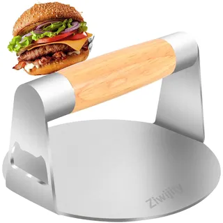 Smash Burgerpresse,5,5-Zoll Round Edelstahl Burger Smasher, Professionelles Edelstahl Burgerpresse Grillzubehör für Flat Top Grill, Hamburgerpresse und Squeeze Grease, Leicht zu Reinigen (Rund)