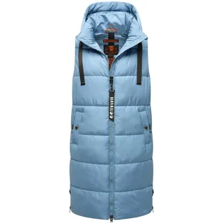 Navahoo Steppweste Schnuffelchen (1 tlg.), warme Damen Outdoor-Weste lang mit Kapuze blau