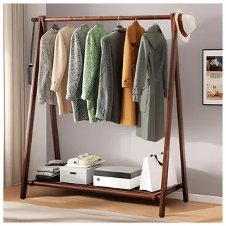BEARQUN kleiderständer aus Holz - kleiderständer aus Massivholz mit Hutablage - Garderobenständer mit Haken - kleiderständer klappbar - bis 80 kg - für Flur, Wohnzimmer - 60/80/100/120CM