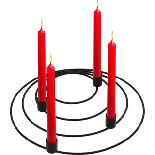 Spetebo - Adventskranz schwarz aus Metall Ringen - 29 cm - Kerzenständer für 4 Stabkerzen - Weihnachten Advent Deko Tafelkerzen Kerzenleuchter