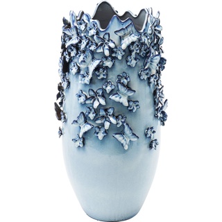 Kare Design Vase Butterflies, Blau, Deko Vase, Blumenvase, Schmetterling, Steinzeug, 50x28x28 cm (H/B/T)