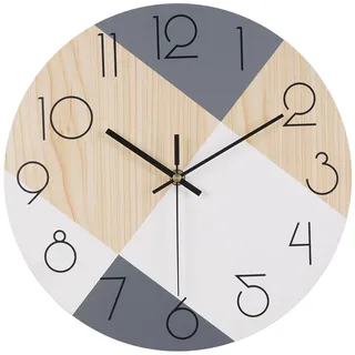 Sinsoledad Wanduhr Ohne Tickgeräusche Modern Wanduhren MDF Holzoptik für Wohnzimmer Küche