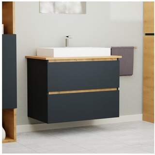 GARLIVO Waschbeckenunterschrank GLB-80 mit Schubladen, Badezimmer Waschtischunterschrank, Anthrazit Breite 120 cm, Soft-Close, Push-to-open/Tip-on, hängend braun