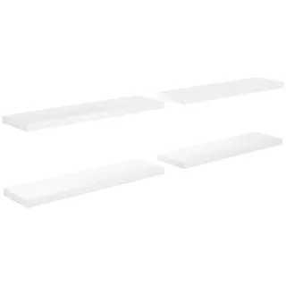 furnicato Wandregal Schweberegale 4 Stk. Hochglanz-Weiß 90x23,5x3,8 cm MDF, 1-tlg. weiß