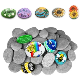 20 Stück Zierkies Kiesel, Strand Kiesel, Kies Dekosteine Naturstein, Flache Kiesel, Zeichnen Gemalte Felsen, Steine zum Bemalen, Steine Bemalen, DIY Malerei Handwerk Steine, Aquarium Deko Stein