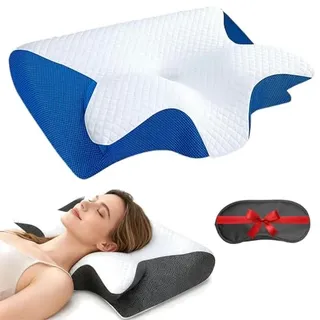 DZ'HUE Curo Sleep Kissen Original, 2026 Curo Sleep Kissen, Ergonomisches OrthopäDisches Kissen Mit Konturierter SeitenstüTze FüR Besseren Schlaf (Blau)
