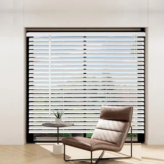 Taplzmg Aluminium Jalousie 95 x 220 cm, mit Klemmträgern, Jalousie ohne Bohren, Sichtschutz, Sonnenschutz, Aluminium Jalousie für Fenster und Türen, Weiße.