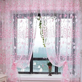 Sharplace Tüll Voile Fenstervorhang Panel Schiere Vorhänge Gardinen, 200 x 100cm, Rosa, 200 x 100cm
