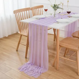 AOKSUNOVA Chiffon Tischläufer Lila Hochzeit Tischläufer Altrosa Table Runner Hochzeitsdeko Tisch