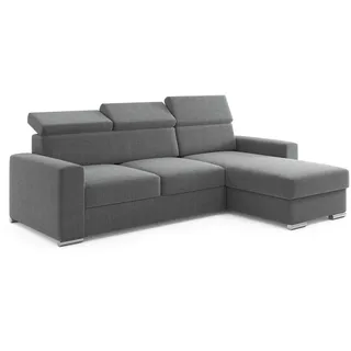 m-punkt Ecksofa TOKIO mit Bett und Bettkasten Sofa/Schlafsofa - Anthrazit/Grau