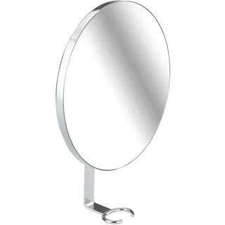 WENKO Turbo-Loc Antibeschlagspiegel Edelstahl - beschlagfreier Duschspiegel, Rasierspiegel, Spiegelfläche ø 17 cm 100 % Vergrößerung, Edelstahl rostfrei, 17 x 23 x 4 cm, Glänzend, 23 x 4 x 17 cm