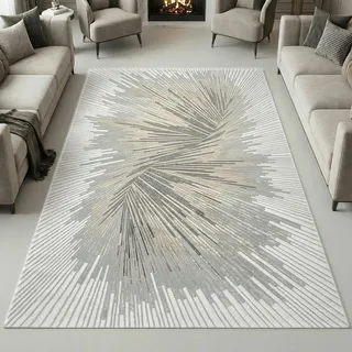 Teppich-Traum Eleganter Teppich Wohnzimmer Schlafzimmer modern hochwertig edel Gold/Silber/Bronze Glanzeffekt Creme 160 x 230 cm