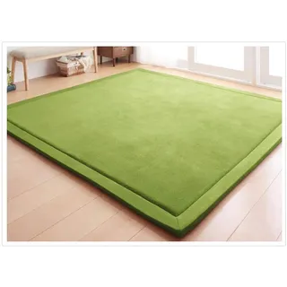 Loartee 200x240cm Kinder-Teppich, korallenrote Samt-Krabbeldecke fürs Kind | Moosgrün, Korallenroter Samt-Kinderteppich, stoßdämpfend, für Krabbelkinder